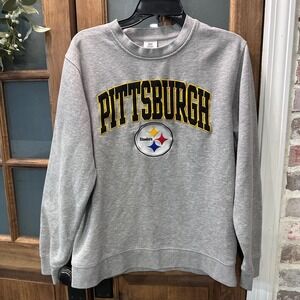 NFL Team Apparel Pittsburgh Steelers Sweatshirt Gray Mens M Embroidered FLAW